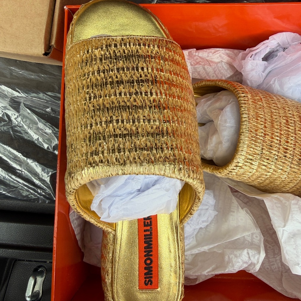 SIMONMILLER Cloudy Raffia Platform Slide Sandals … - image 1